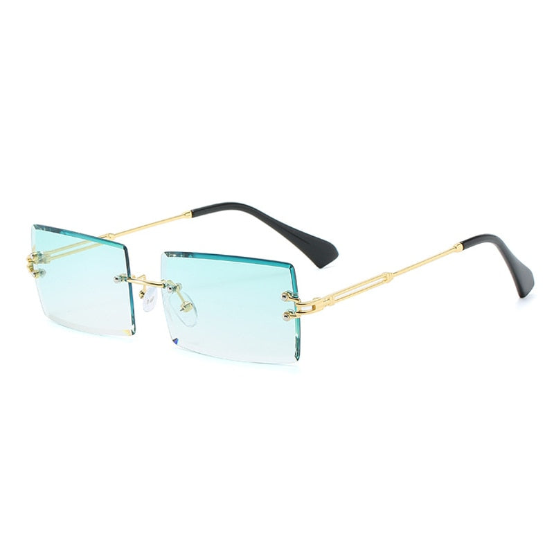 OEC CPO Fashion Popular Rimless Rectangle Sunglasses Women Men Shades Alloy Glasses UV400 O264