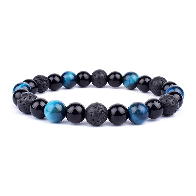 Obsidian Hematite Tiger Eye Men's Bracelet Natural Stone Lithotherapy Health Protection Bracelet for Women Valentine's Day Gift