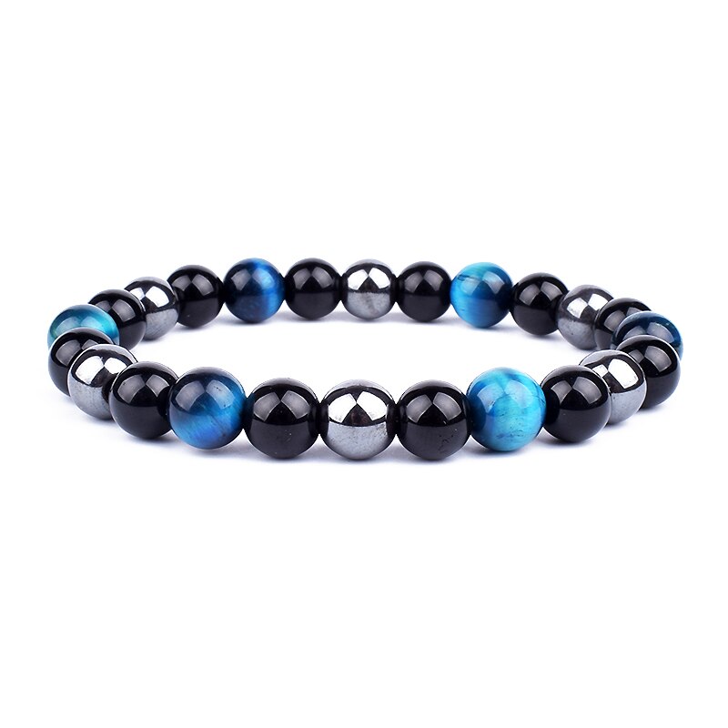 Obsidian Hematite Tiger Eye Men's Bracelet Natural Stone Lithotherapy Health Protection Bracelet for Women Valentine's Day Gift