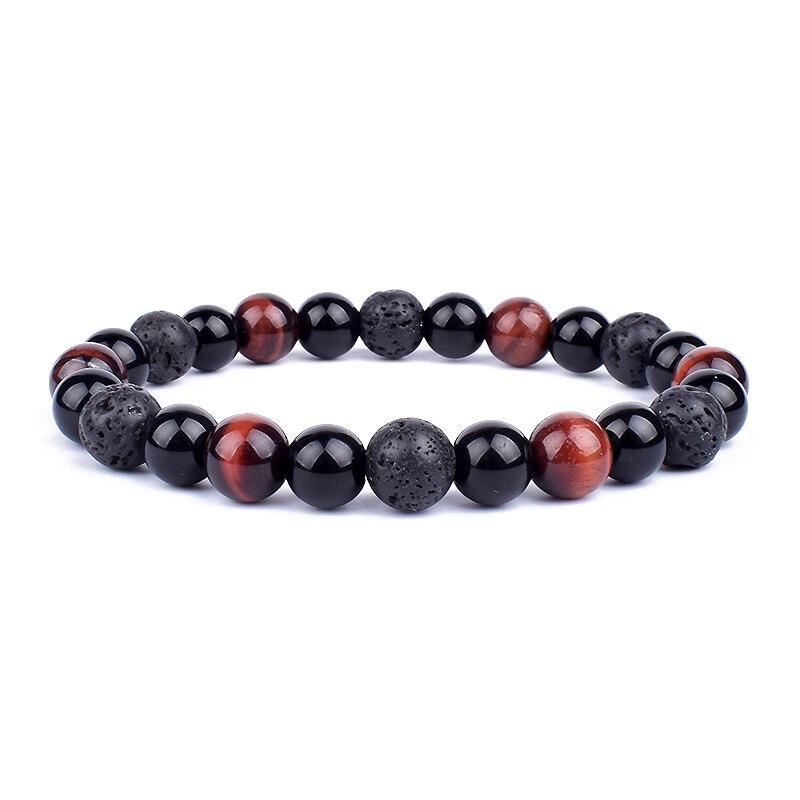 Obsidian Hematite Tiger Eye Men's Bracelet Natural Stone Lithotherapy Health Protection Bracelet for Women Valentine's Day Gift