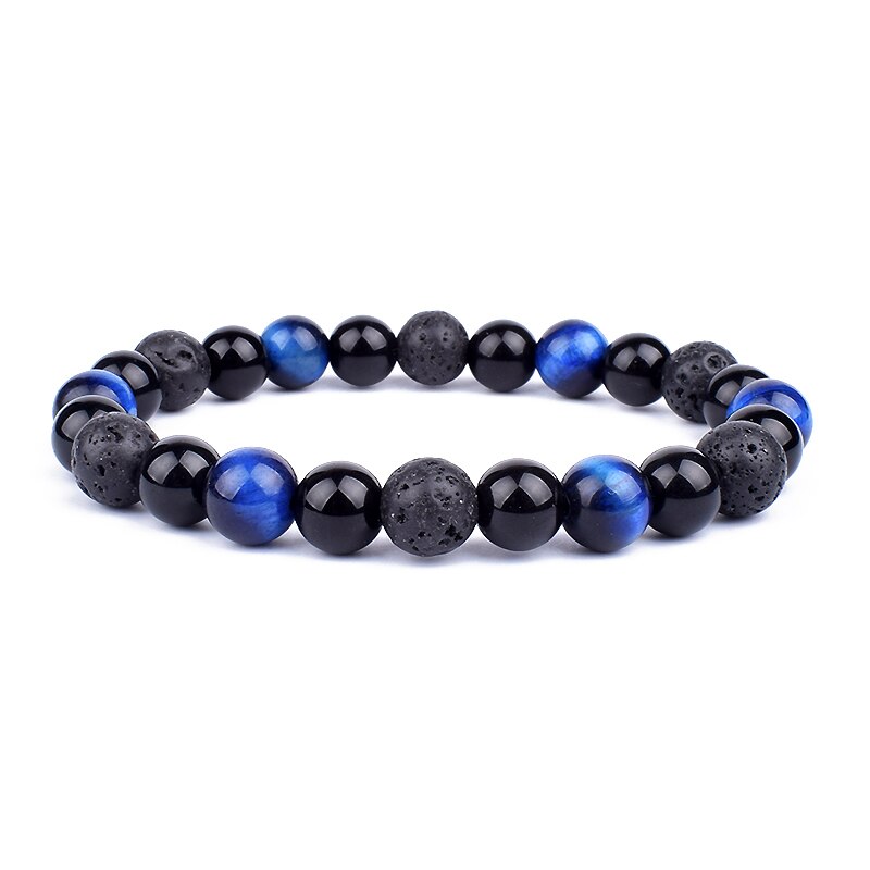 Obsidian Hematite Tiger Eye Men's Bracelet Natural Stone Lithotherapy Health Protection Bracelet for Women Valentine's Day Gift