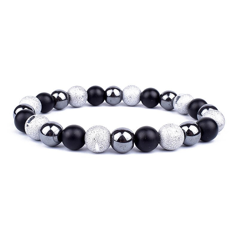 Obsidian Hematite Tiger Eye Men's Bracelet Natural Stone Lithotherapy Health Protection Bracelet for Women Valentine's Day Gift