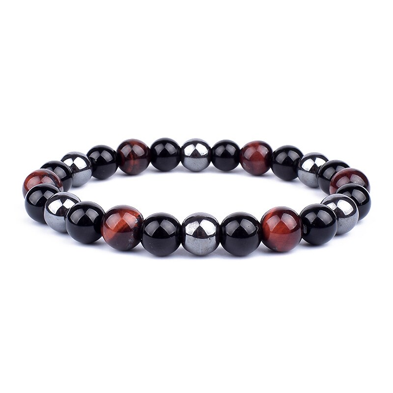 Obsidian Hematite Tiger Eye Men's Bracelet Natural Stone Lithotherapy Health Protection Bracelet for Women Valentine's Day Gift