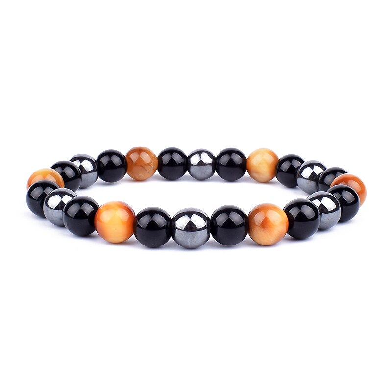 Obsidian Hematite Tiger Eye Men's Bracelet Natural Stone Lithotherapy Health Protection Bracelet for Women Valentine's Day Gift