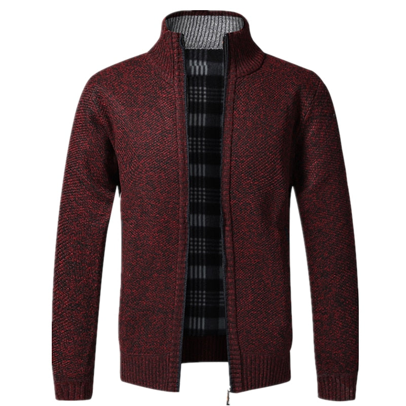 Winter Warm Cardigan Men Fleece Zipper Sweaters - Slim Fit