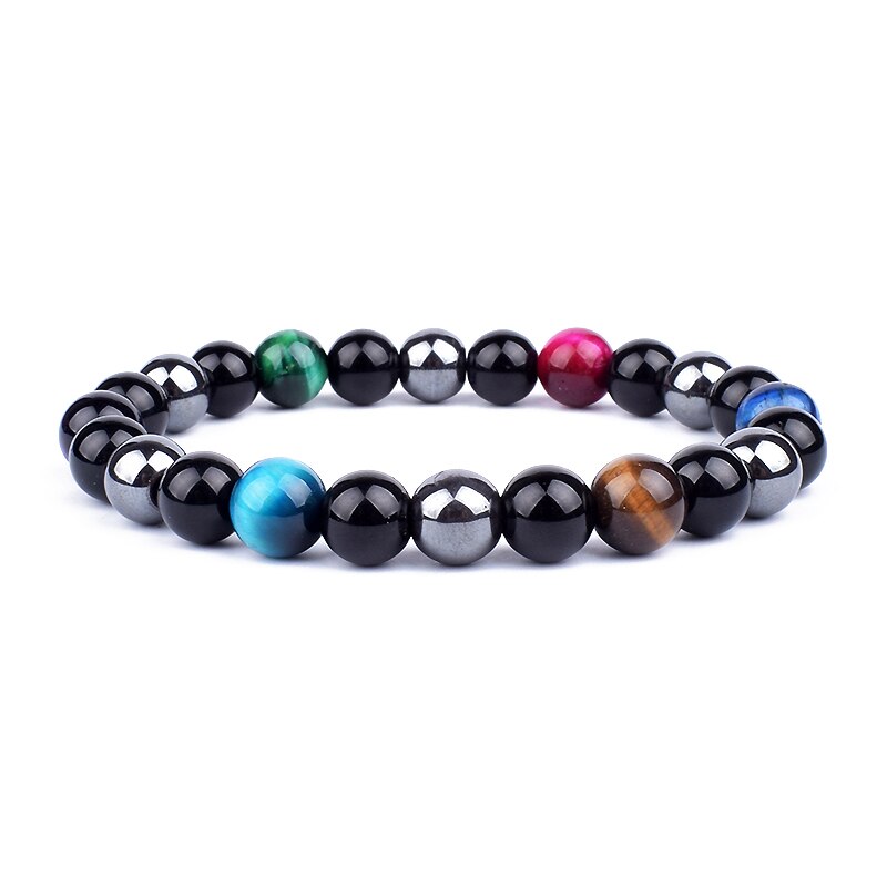 Obsidian Hematite Tiger Eye Men's Bracelet Natural Stone Lithotherapy Health Protection Bracelet for Women Valentine's Day Gift