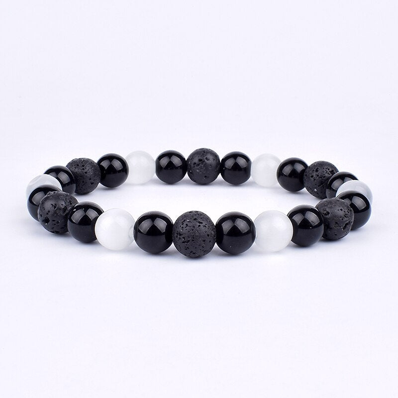 Obsidian Hematite Tiger Eye Men's Bracelet Natural Stone Lithotherapy Health Protection Bracelet for Women Valentine's Day Gift