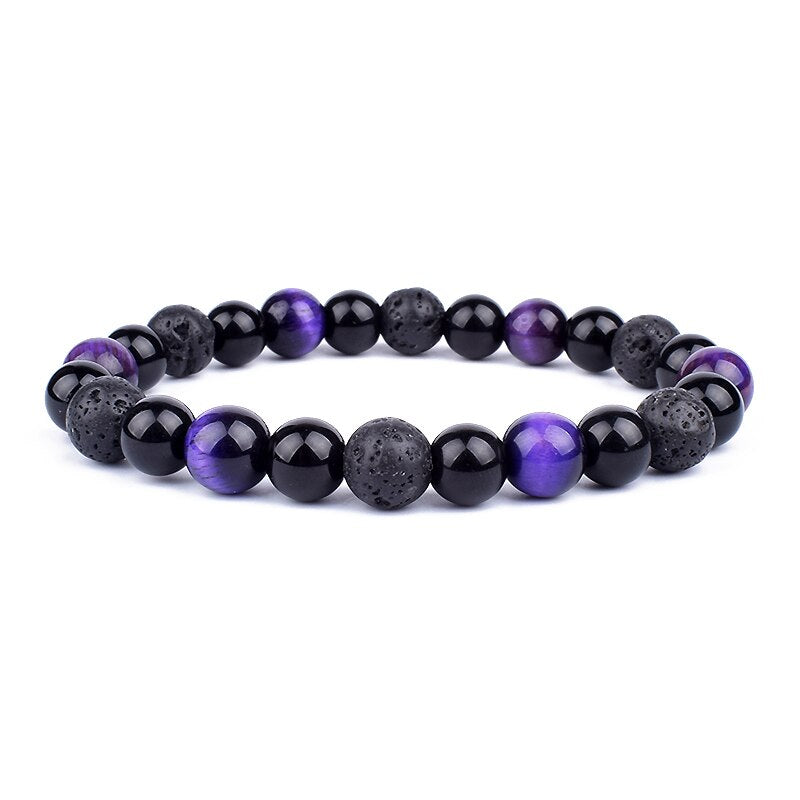 Obsidian Hematite Tiger Eye Men's Bracelet Natural Stone Lithotherapy Health Protection Bracelet for Women Valentine's Day Gift