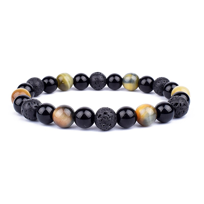 Obsidian Hematite Tiger Eye Men's Bracelet Natural Stone Lithotherapy Health Protection Bracelet for Women Valentine's Day Gift