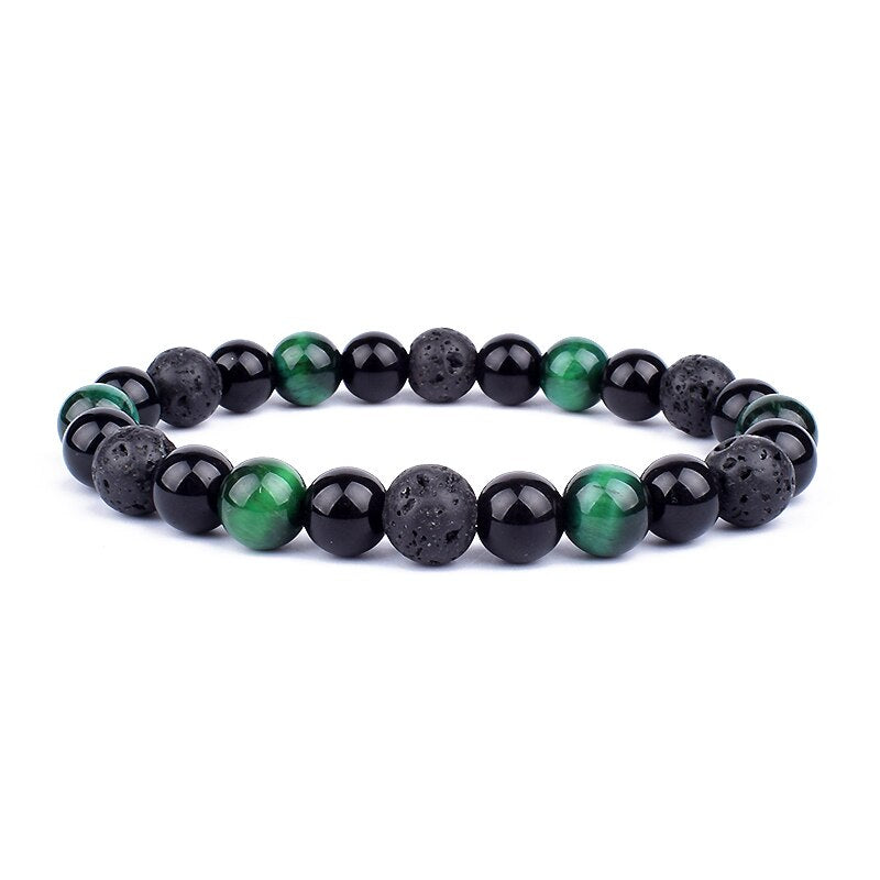 Obsidian Hematite Tiger Eye Men's Bracelet Natural Stone Lithotherapy Health Protection Bracelet for Women Valentine's Day Gift