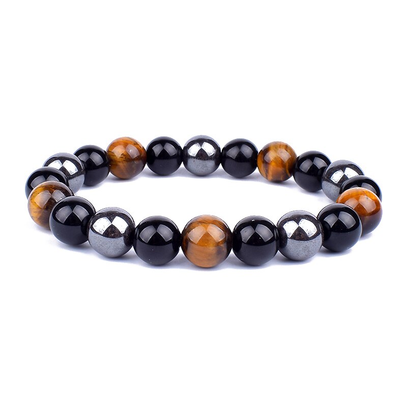 Obsidian Hematite Tiger Eye Men's Bracelet Natural Stone Lithotherapy Health Protection Bracelet for Women Valentine's Day Gift