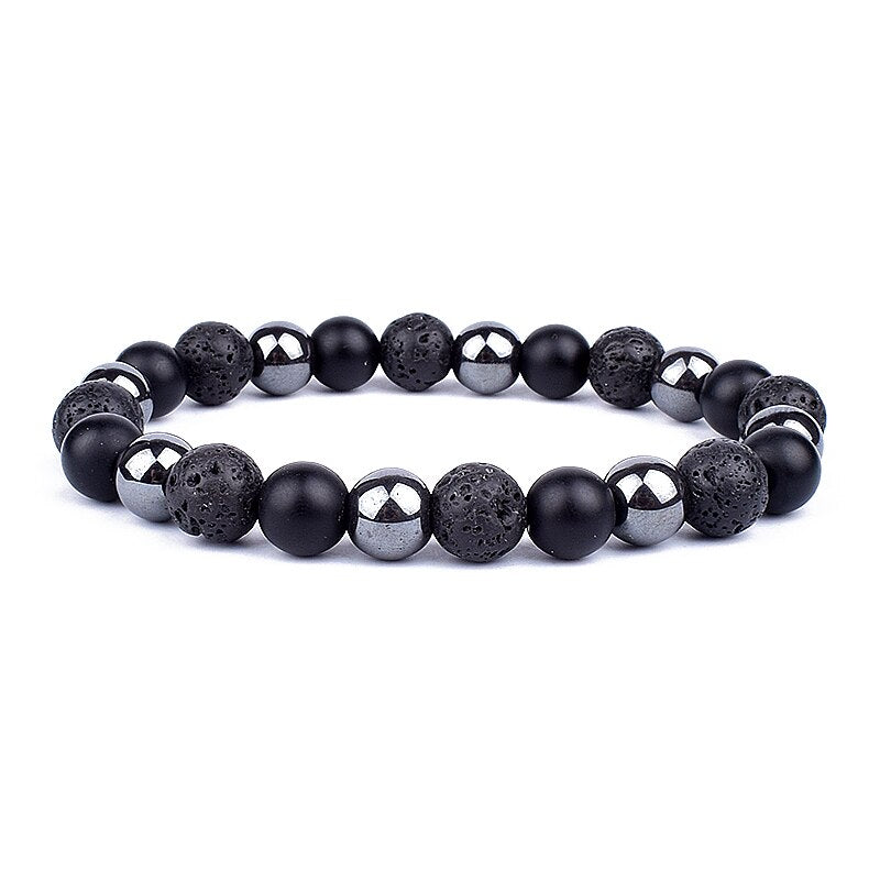 Obsidian Hematite Tiger Eye Men's Bracelet Natural Stone Lithotherapy Health Protection Bracelet for Women Valentine's Day Gift