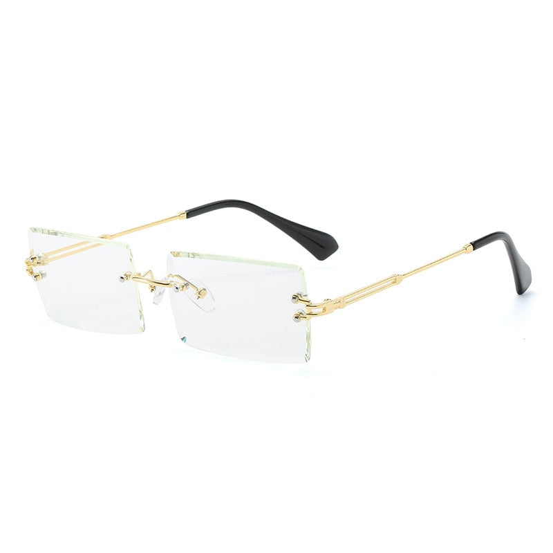 OEC CPO Fashion Popular Rimless Rectangle Sunglasses Women Men Shades Alloy Glasses UV400 O264