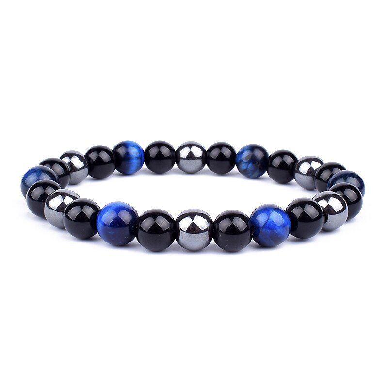 Obsidian Hematite Tiger Eye Men's Bracelet Natural Stone Lithotherapy Health Protection Bracelet for Women Valentine's Day Gift