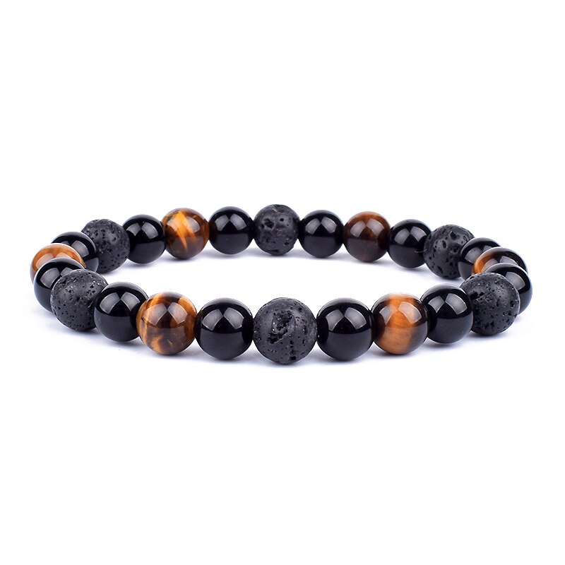 Obsidian Hematite Tiger Eye Men's Bracelet Natural Stone Lithotherapy Health Protection Bracelet for Women Valentine's Day Gift