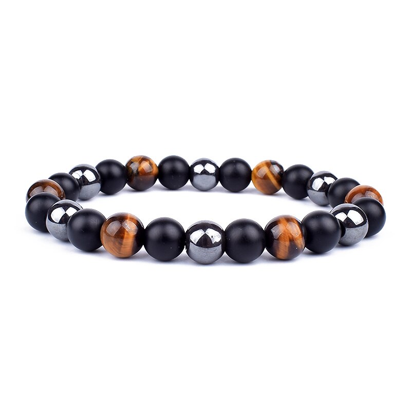 Obsidian Hematite Tiger Eye Men's Bracelet Natural Stone Lithotherapy Health Protection Bracelet for Women Valentine's Day Gift