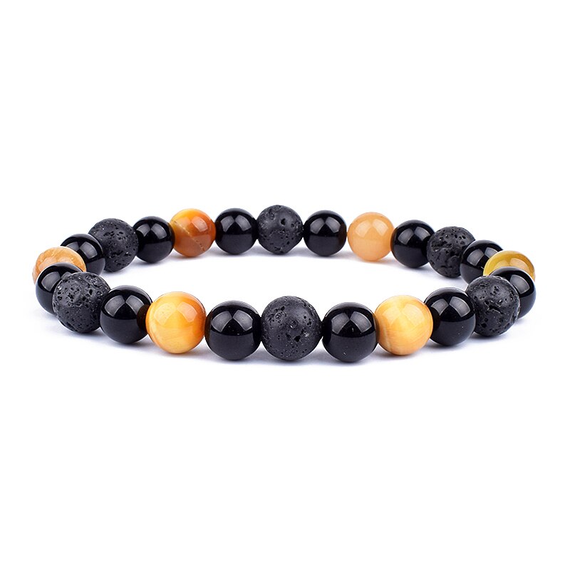 Obsidian Hematite Tiger Eye Men's Bracelet Natural Stone Lithotherapy Health Protection Bracelet for Women Valentine's Day Gift