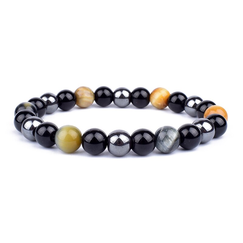 Obsidian Hematite Tiger Eye Men's Bracelet Natural Stone Lithotherapy Health Protection Bracelet for Women Valentine's Day Gift