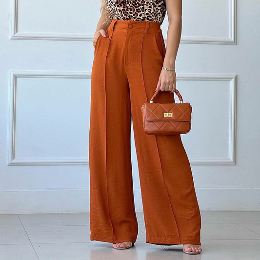 Solid Color Loose Pleated Wide-leg Casual Pants