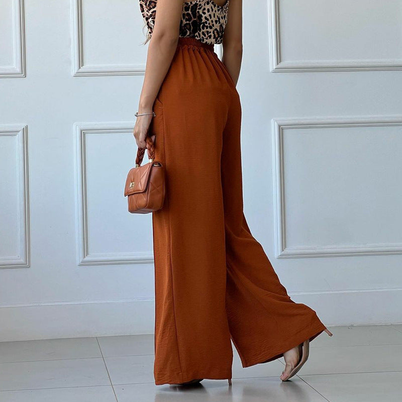 Solid Color Loose Pleated Wide-leg Casual Pants