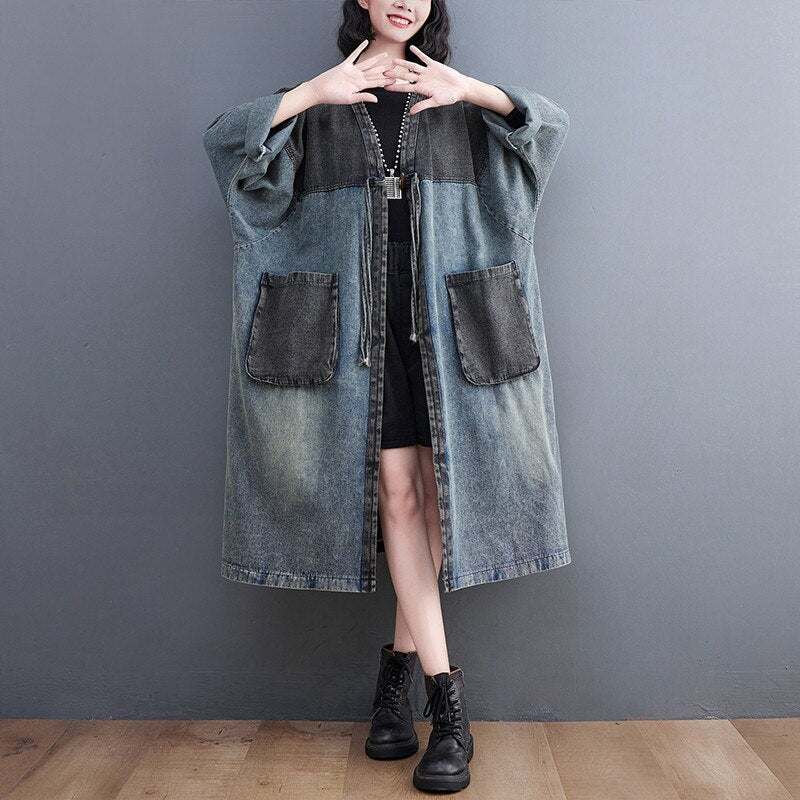 Arts Style Women Long Sleeve Loose Denim