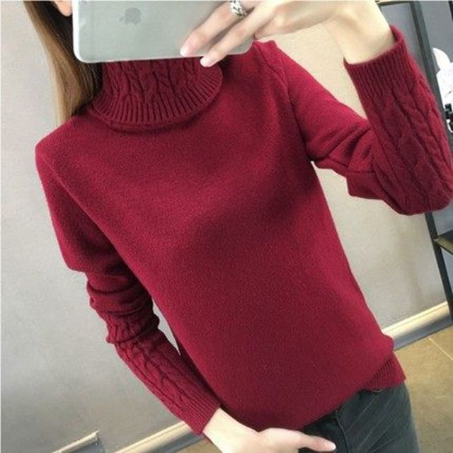 Women Sweater Turtleneck Pullovers Autumn Winter Sweaters New 2023 Long Sleeves Thick Warm Female Sweater Khaki