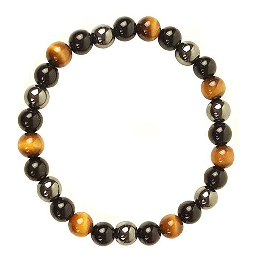 Obsidian Hematite Tiger Eye Men's Bracelet Natural Stone Lithotherapy Health Protection Bracelet for Women Valentine's Day Gift