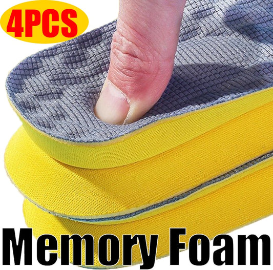 4Pcs Soft Latex Memory Foam Insoles Women Men Sport Running Foot Support Shoe Pad Breathable Orthopedic Feet Care Insert Cushion